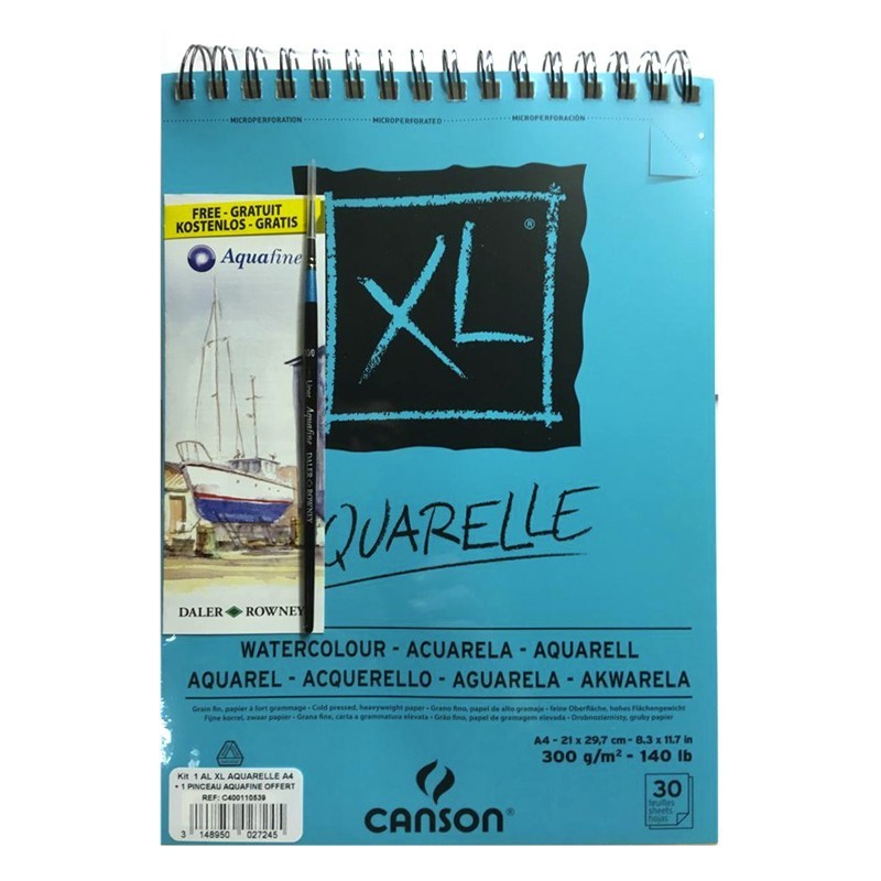 Canson XL Aquarelle - Blocchi di Carta per Acquerello rilegato a spirale - 30 fogli a grana fine da 300 gr. in formato A