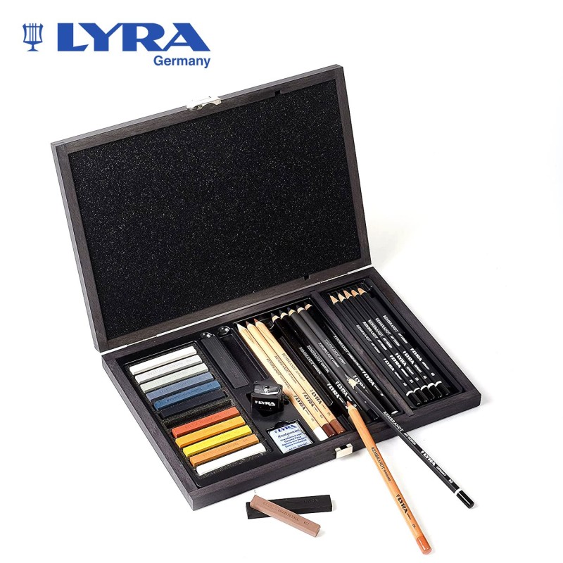 LYRA Rembrandt - Confezione Matite Carboncino E Sanguigna Con Accessori In Metallo
