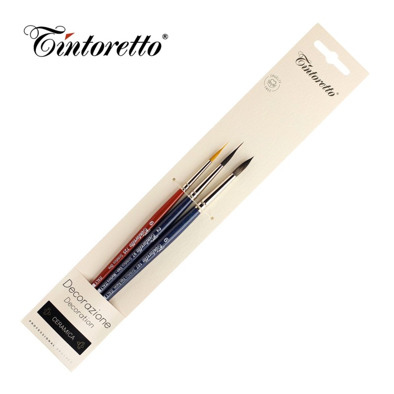 Tintoretto - Set per Decorazione CERAMICA 8208 - 3 pennelli a pelo sintetico in blister Tintoretto - Set per Decorazione CERAMICA 8208 - 3 pennelli a pelo sintetico in blister