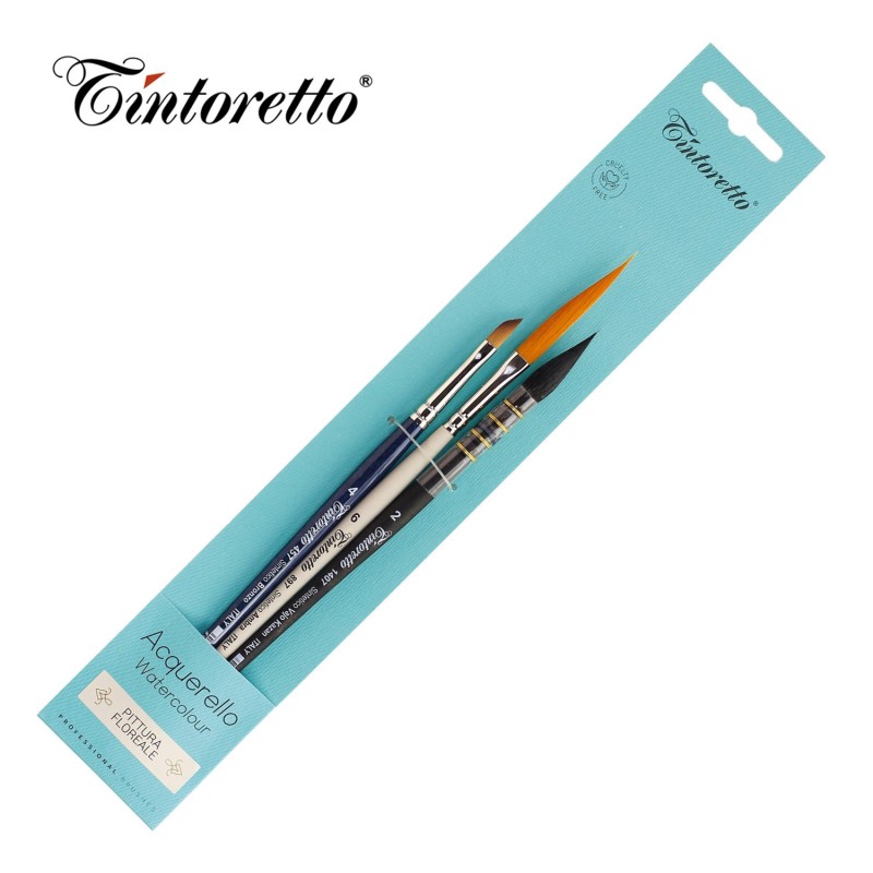 Tintoretto - Set per Acquerello PITTURA FLOREALE 8109 - 3 pennelli
