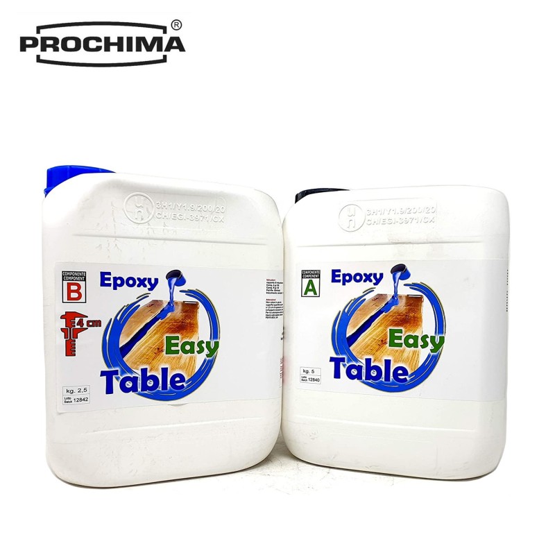 Confezione da 7,5 kg di EPOXY EASY TABLE PROCHIMA - Resina Epossidica  Trasparente Autolivellante da colata