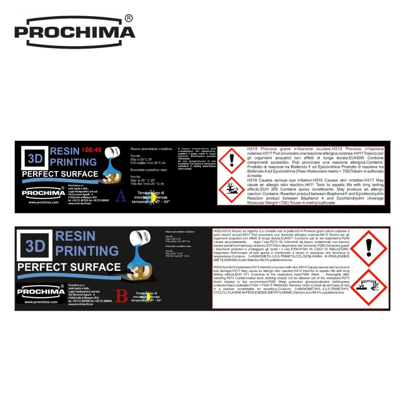 Bicomponente Trasparente Resina Epossidica PROCHIMA 3D - Bicomponente, Trasparente, Per Stampe 3D E Vetrificatura Resina Trasparente Bicomponente Per Stampe 3d E Oggettistica
