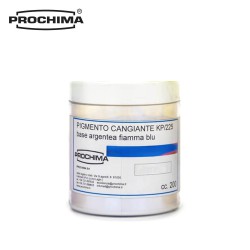 Pigmento perlaceo a base argentea e fiamma colorata cangiante blu/arancio KP225, vaso da 200 ml