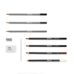 Winsor&Newton Studio Collection Sketching - Set di 7 matite da schizzo e accessori in scatola di metallo