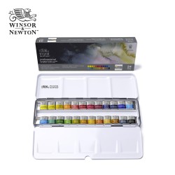 Winsor&Newton serie Professional - Scatola in metallo con 24 colori per acquerello (1/2 godet)