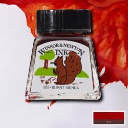 Inchiostro di China Winsor&Newton Terra di Siena Bruciata, flacone in vetro da 14 ml