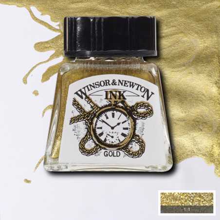 Inchiostro Colorato Winsor&Newton Oro, flacone in vetro da 14 ml