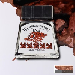 Inchiostro di China Winsor&Newton Marrone Nocciola, flacone in vetro da 14 ml