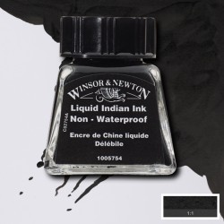Inchiostro Colorato Winsor&Newton Nero (Liquid Indian Ink non-waterproof), flacone in vetro da 14 ml