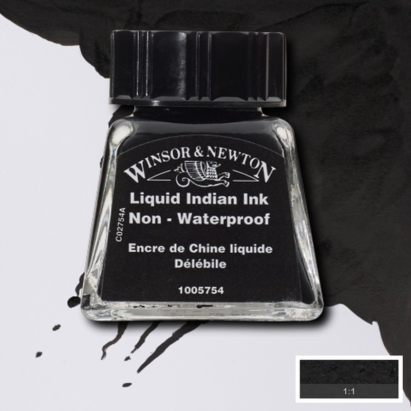 Inchiostro di China Winsor&Newton Inchiostro Indiano Liquido, flacone in vetro da 14 ml Inchiostro di China Winsor&Newton Inchiostro Indiano Liquido, flacone in vetro da 14 ml