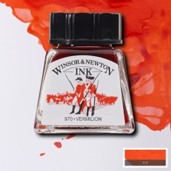 Inchiostro Colorato Winsor&Newton Rosso Vermiglione, flacone in vetro da 14 ml