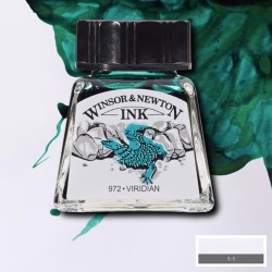 Inchiostro Colorato Winsor&Newton Verde Smeraldo (Viridian), flacone in vetro da 14 ml