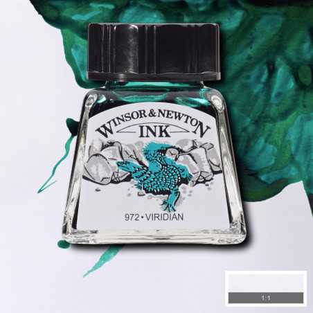 Inchiostro Colorato Winsor&Newton Viridian, flacone in vetro da 14 ml