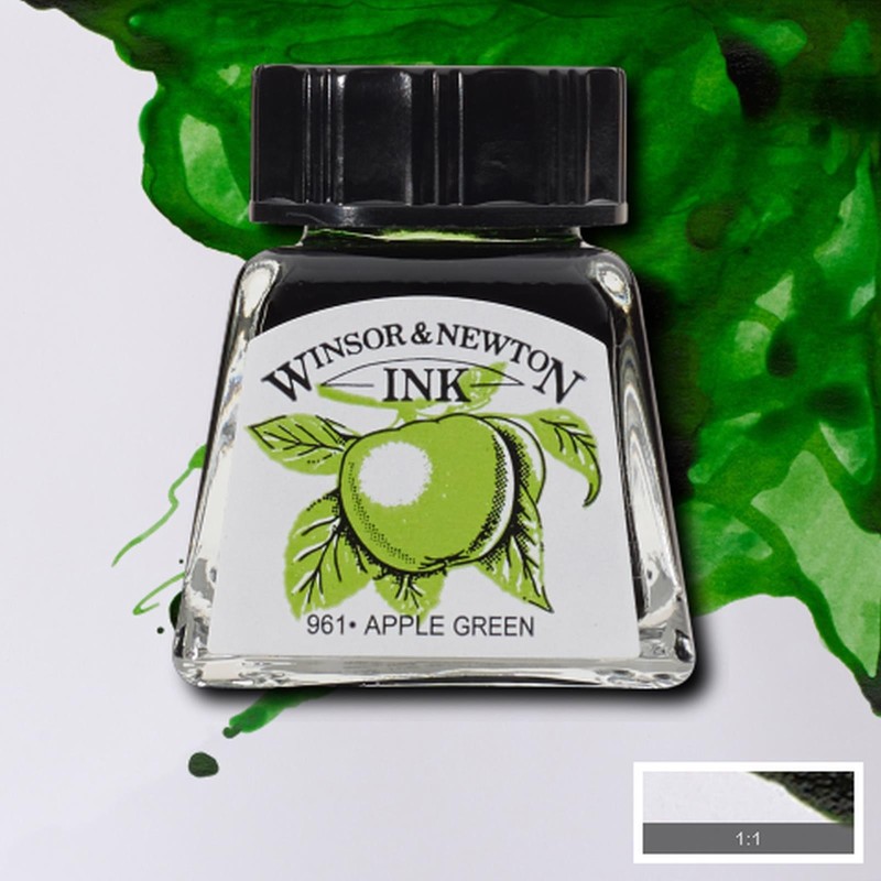 Inchiostro di China Winsor&Newton Verde Mela, flacone in vetro da 14 ml Inchiostro di China Winsor&Newton Verde Mela, flacone in vetro da 14 ml
