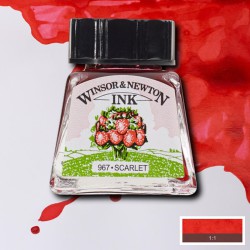 Inchiostro di China Winsor&Newton Scarlatto, flacone in vetro da 14 ml