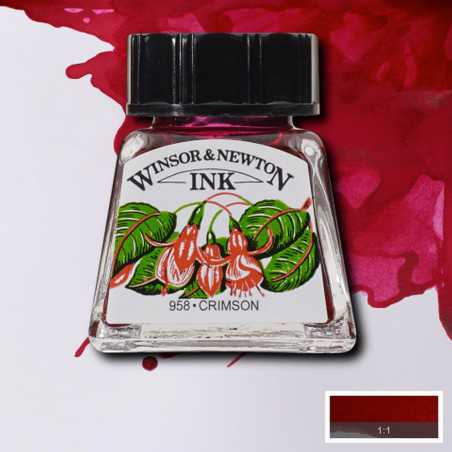 Inchiostro Colorato Winsor&Newton Colore Rosso Cremisi, flacone in vetro da 14 ml