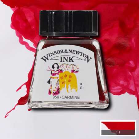 Inchiostro Colorato Winsor&Newton Rosso Carminio, flacone in vetro da 14 ml