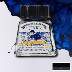 Inchiostro di China Winsor&Newton Blu Oltremare, flacone in vetro da 14 ml