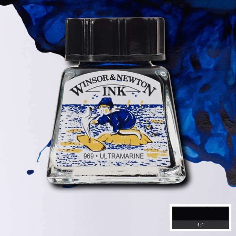 Inchiostro di China Winsor&Newton Blu Oltremare, flacone in vetro da 14 ml Inchiostro di China Winsor&Newton Blu Oltremare, flacone in vetro da 14 ml