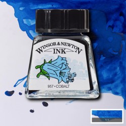 Inchiostro Colorato Winsor&Newton Blu Cobalto, flacone in vetro da 14 ml