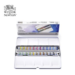 Winsor&Newton serie Cotman - Scatola in metallo con 24 colori per acquarello (1/2 Godet)