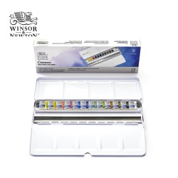 Winsor&Newton serie Cotman - Scatola in metallo con 12 colori per acquerello (1/2 godet)