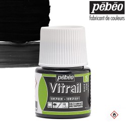 Pébéo Vitrail - Colore per vetro trasparente Nero (015) flacone da 45 ml