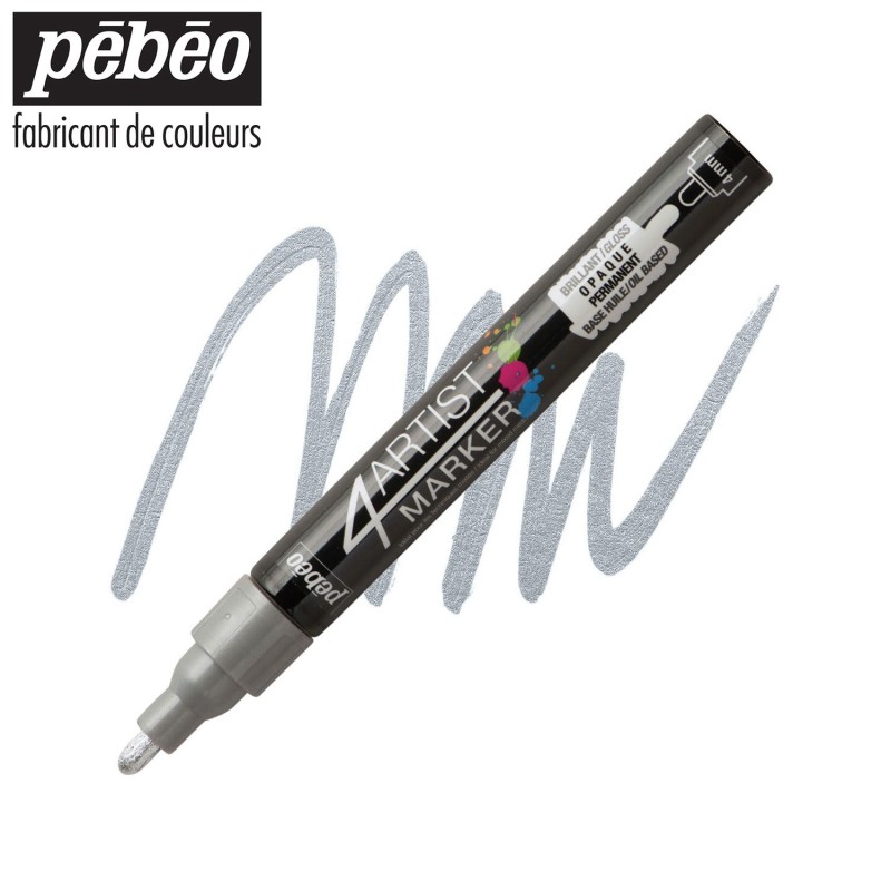 Pébéo 4Artist Marker - Pennarello ad olio - Argento punta da 4 mm Pébéo 4Artist Marker - Pennarello ad olio - Argento punta da 4 mm
