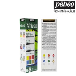 Pébéo Vitrail - Set da 6 colori per vetro trasparenti in flacone da 20 ml