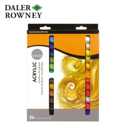 Daler Rowney - Confezione di 24 Colori acrilici da 12 ml in colori assortiti Serie Simply