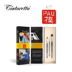Tintoretto Serie PAU 7913 - Set di 3 pennelli sintetici a manico corto in cofanetto di cartone