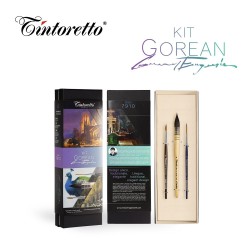 Tintoretto Serie GOREAN 7910 - Set di 3 pennelli per acquerello a manico corto in cofanetto di cartone
