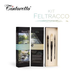 Tintoretto Serie FELTRACCO 7908 - Set di 3 pennelli per acquerello a manico corto in cofanetto di cartone