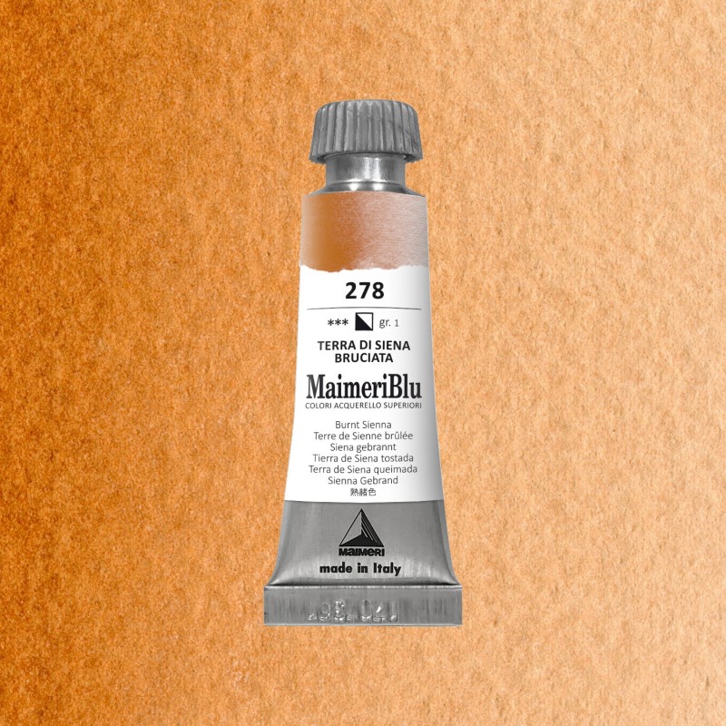 Acquerelli Maimeri Blu - Tubo da 12 ml. - Terra di Siena bruciata (278) Acquerelli Maimeri Blu - Tubo da 12 ml. - Terra di Siena bruciata (278)