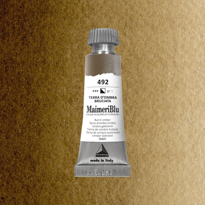 Acquerelli Maimeri Blu - Tubo da 12 ml. - Terra d'ombra bruciata (492) Acquerelli Maimeri Blu - Tubo da 12 ml. - Terra d'ombra bruciata (492)