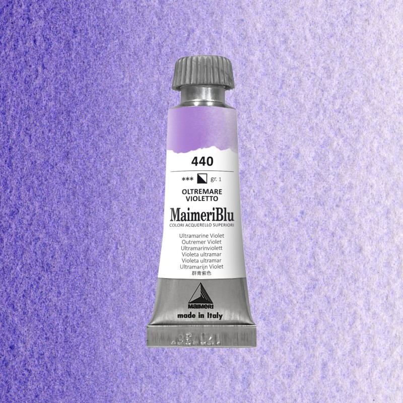 Acquerelli Maimeri Blu - Tubo da 12 ml. - Oltremare violetto (440) Acquerelli Maimeri Blu - Tubo da 12 ml. - Oltremare violetto (440)
