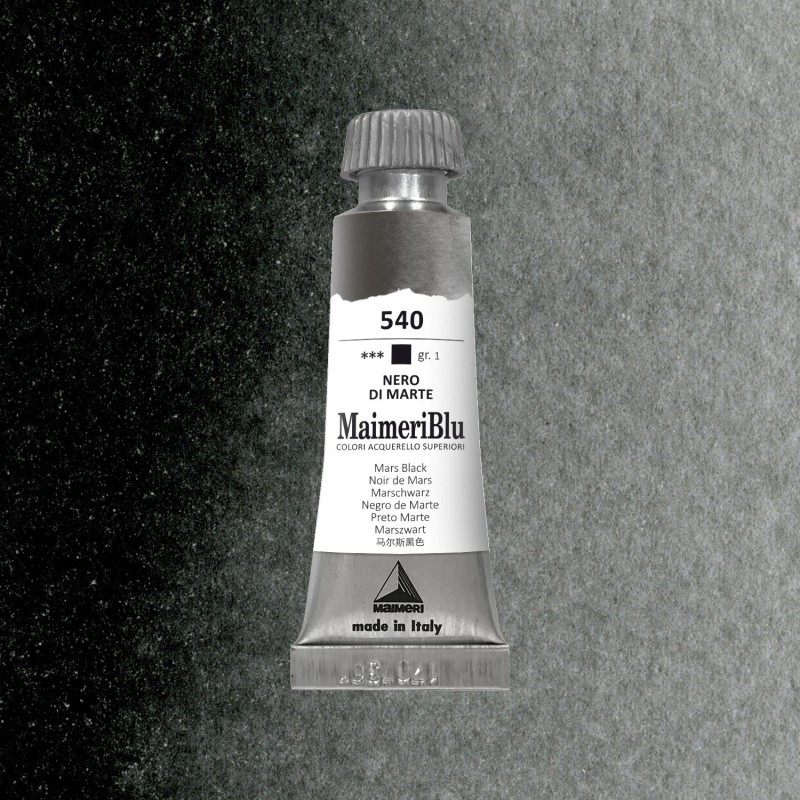 Acquerelli Maimeri Blu - Tubo da 12 ml. - Nero di Marte (540)