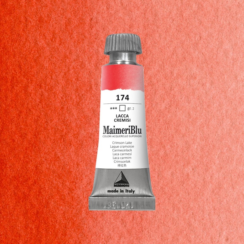 Acquerelli Maimeri Blu - Tubo da 12 ml. - Lacca cremisi (174) Acquerelli Maimeri Blu - Tubo da 12 ml. - Lacca cremisi (174)