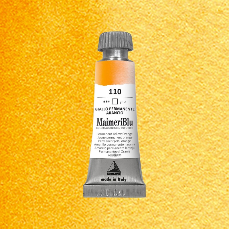 Acquerelli Maimeri Blu - Tubo da 12 ml. - Giallo permanente arancio (110)