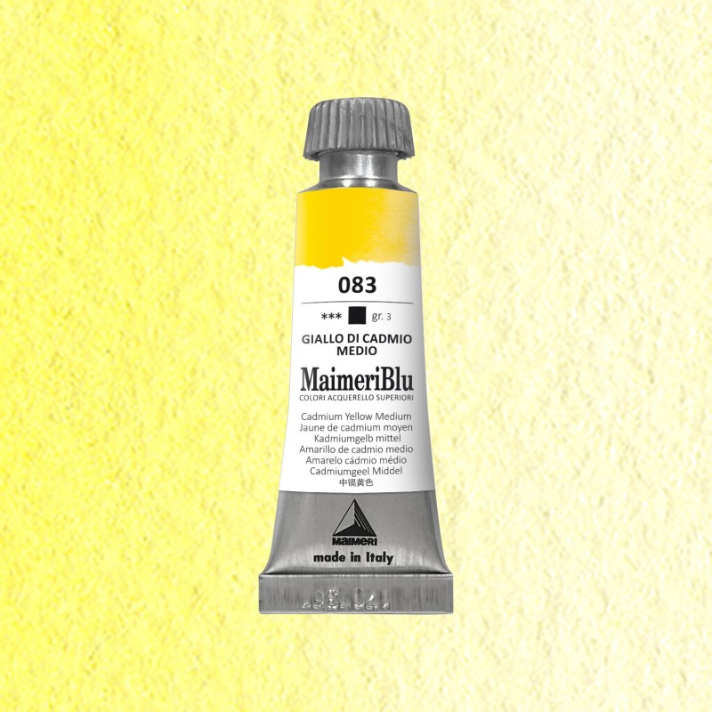 Acquerelli Maimeri Blu - Tubo da 12 ml. - Giallo di cadmio medio (083) Acquerelli Maimeri Blu - Tubo da 12 ml. - Giallo di cadmio medio (083)