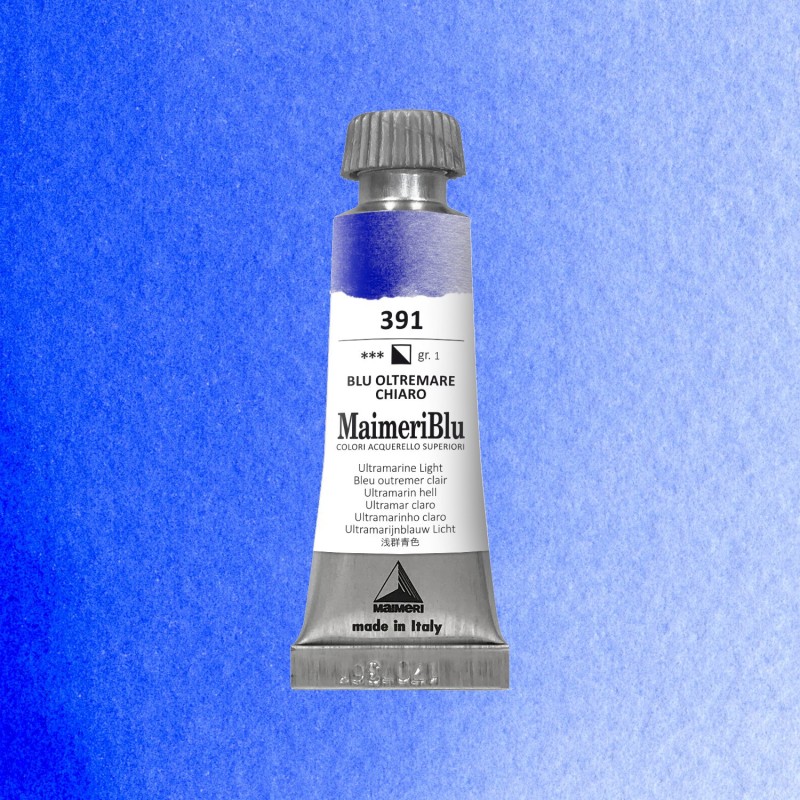 Acquerelli Maimeri Blu - Tubo da 12 ml. - Blu oltremare chiaro (391)