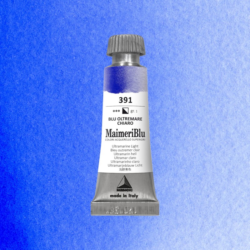 Acquerelli Maimeri Blu - Tubo da 12 ml. - Blu oltremare chiaro (391) Acquerelli Maimeri Blu - Tubo da 12 ml. - Blu oltremare chiaro (391)