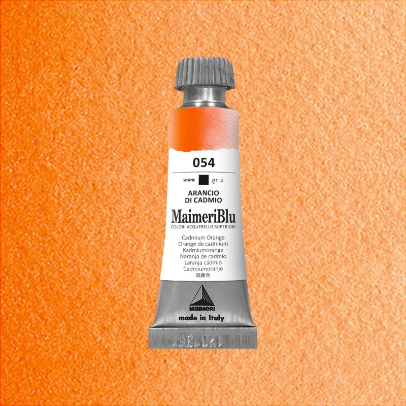 Acquerelli Maimeri Blu - Tubo da 12 ml. - Arancio di cadmio (054) Acquerelli Maimeri Blu - Tubo da 12 ml. - Arancio di cadmio (054)