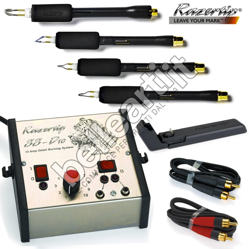 Kit Incisione e Pirografia: Pirografo Razertip SS-D10 con 2 uscite, regolatore di temperatura e 4 penne (KIT01SSD10) Kit Incisione e Pirografia: Pirografo Razertip SS-D10 con 2 uscite, regolatore di temperatura e 4 penne (KIT01SSD10)