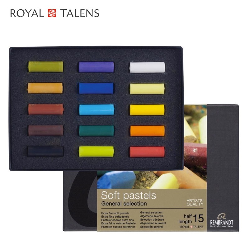 Talens - Cofanetto in cartone con 15 mezzi-pastelli teneri professionali  serie Rembrandt Starter Set