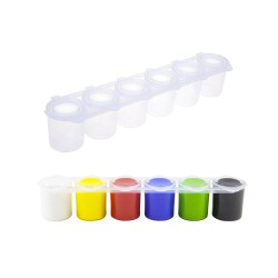 Vaschette porta colore in plastica con tappo ermetico (6 grandi: diam. 30 mm h. 35 mm)