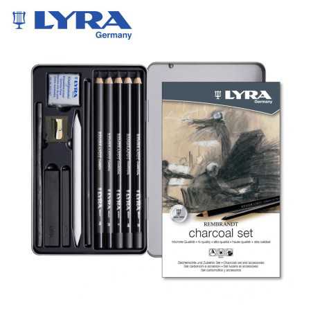 Lyra Rembrandt Charcoal Set - Matite da disegno e accessori per chiaroscuro in scatola di metallo