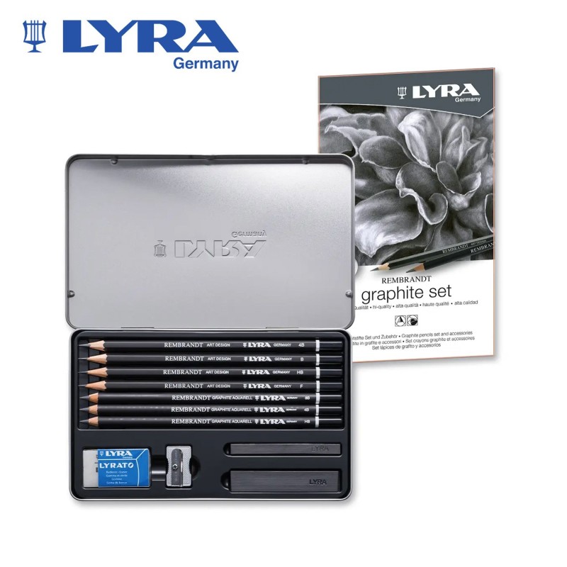 Assortimento Graphite Set Lyra per il chiaroscuro Scatola in metallo