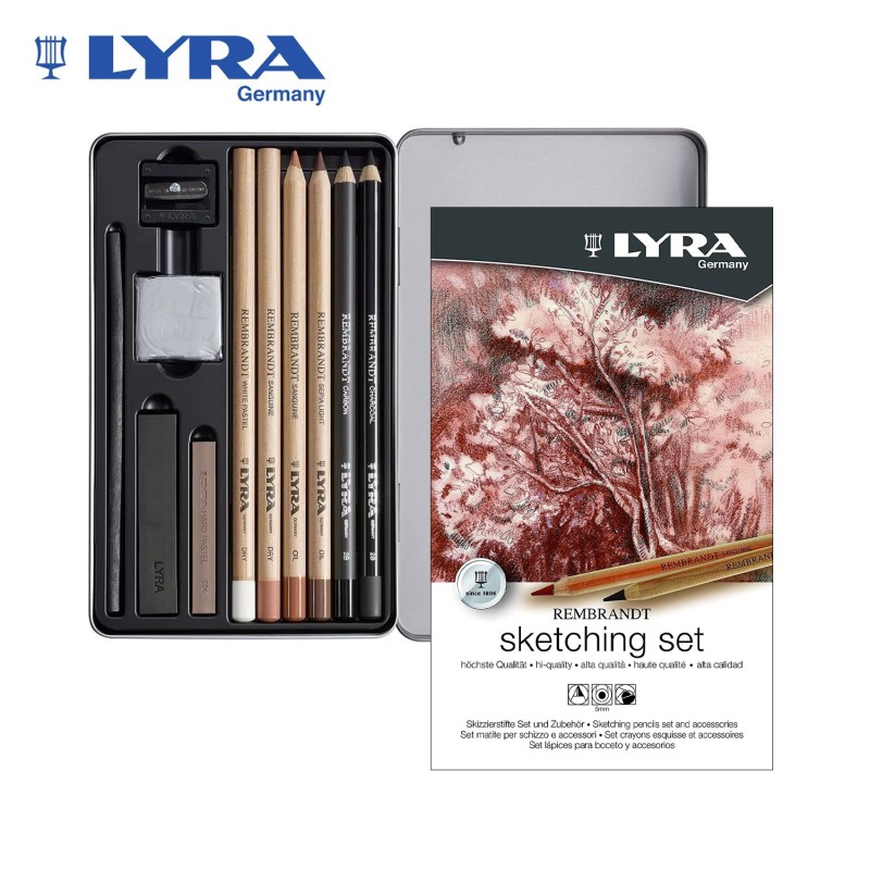 Lyra Rembrandt Sketching Set - Matite, stick e accessori per Schizzo e  Disegno in scatola di metallo