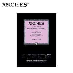 Blocchi di carta per acquerello Arches 100% cotone 15 fogli Grana satinata 185 g/mq